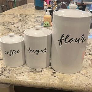 White Ceramic Kitchen Canister Set